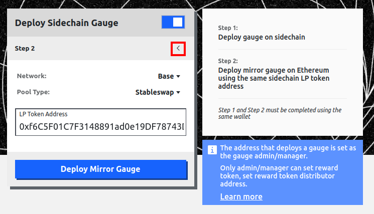 Deploy Sidechain Gauge UI - Step 2